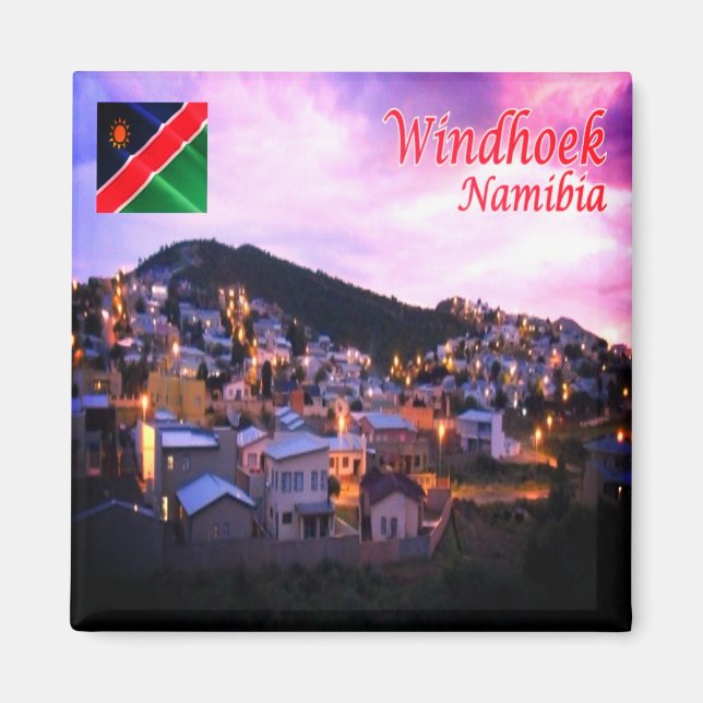 Aimant zNA006 WINDHOEK par Nuit, Namibie, Afrique, Réfrig (Devant)