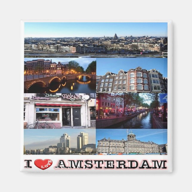 Aimant zNL012 AMSTERDAM "I Love", Frigo (Devant)