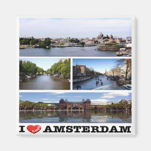 Aimant zNL014 AMSTERDAM "I Love", collage, Frigo