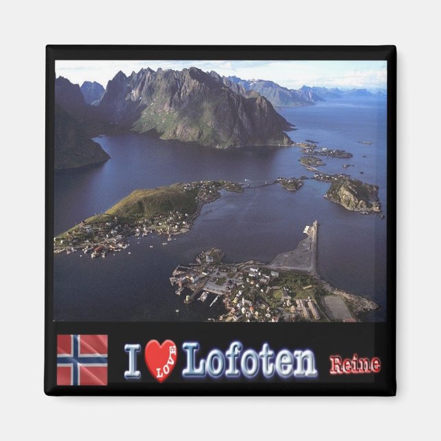 Aimant zNO132 REINE "I Love", Lofoten, Norvège, Fridge (Devant)