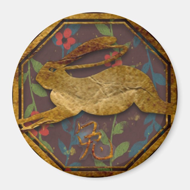 Aimant Zodiac Rabbit avec symbole chinois (Devant)