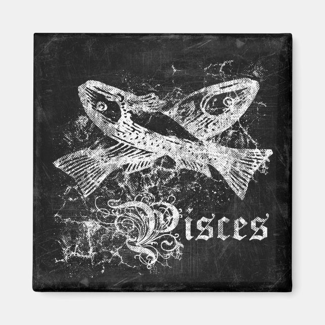 Aimant Zodiaque Poissons Vintage (Devant)