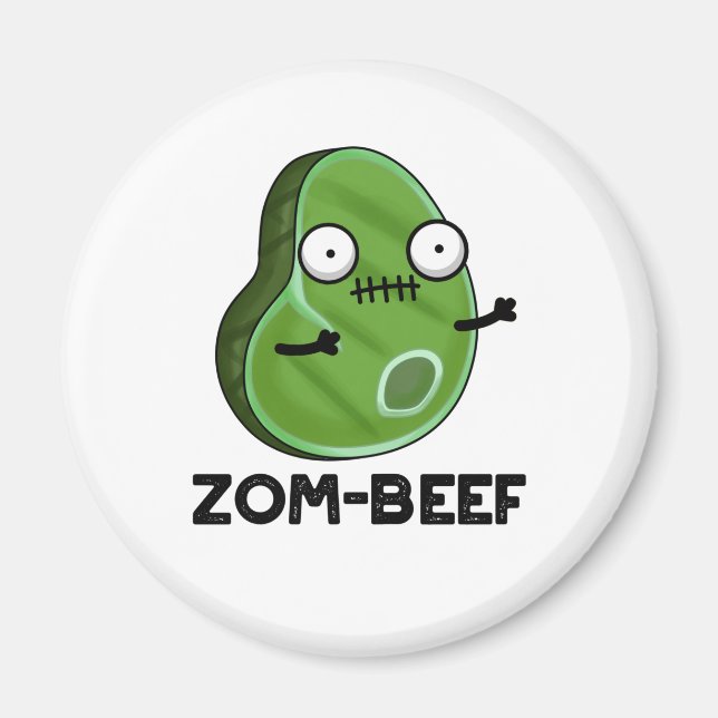 Aimant Zom-beef drôle Halloween Zombie Pun de viande Zomb (Devant)