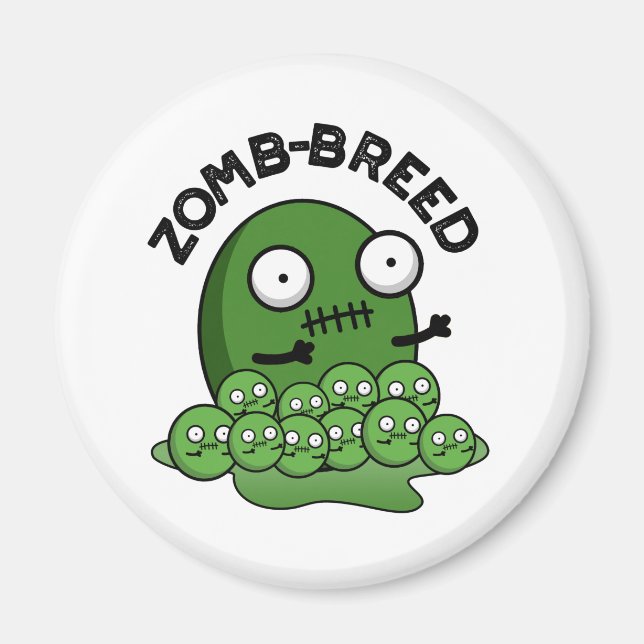 Aimant Zom-breed Funny Halloween Zombie race Pun (Devant)