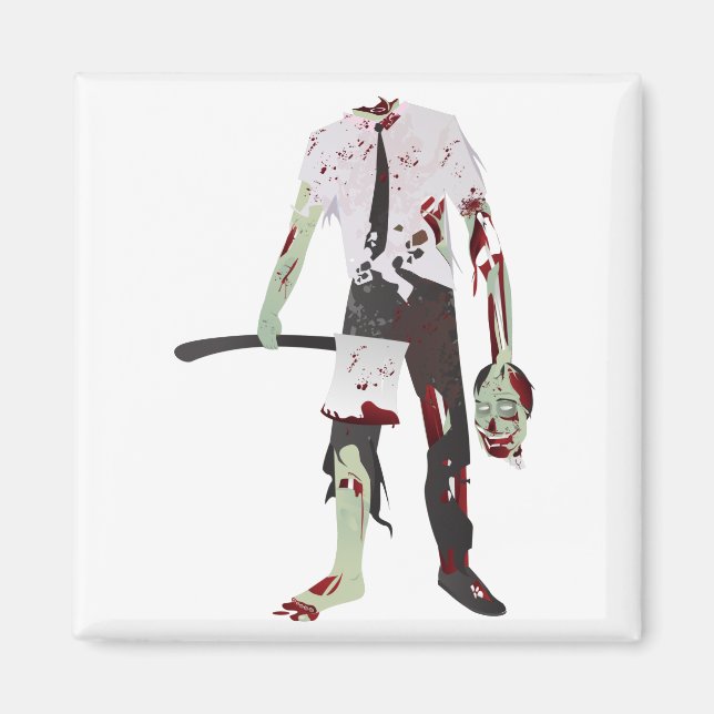 Aimant zombie halloween effrayant (Devant)