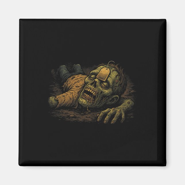 Aimant Zombie Npc Teag - Drôle de thé G Gamer Mème Hallow (Devant)