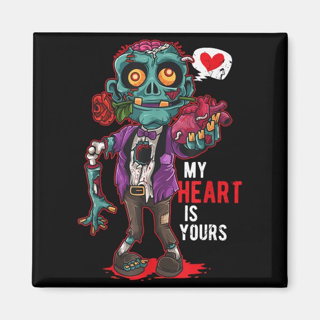 Aimant Zombie Valentine Mon cœur vous appartient  (Devant)