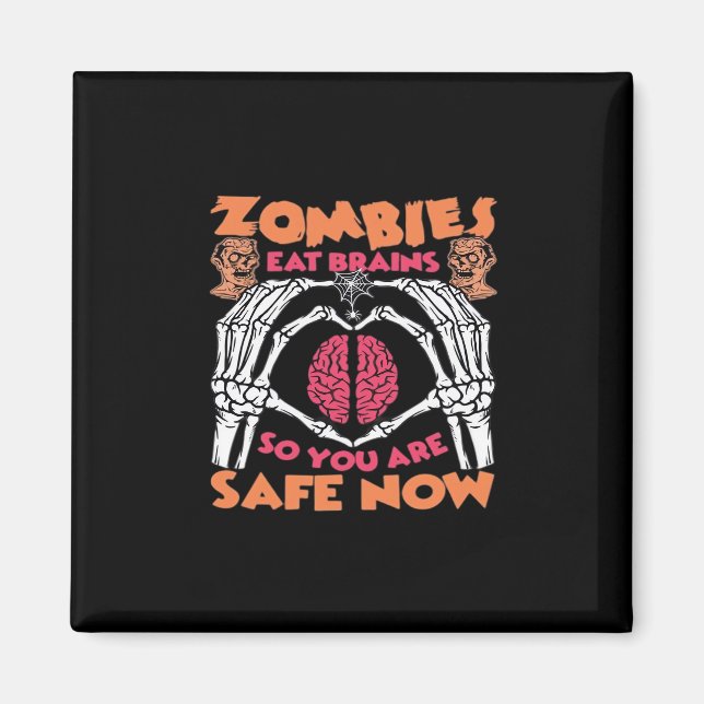 Aimant Zombies Manger Cerveaux Classique (Devant)