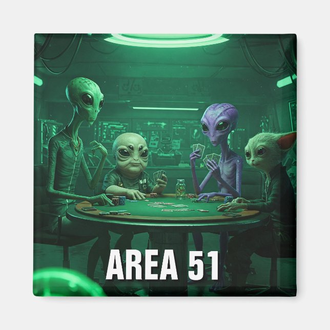 Aimant Zone 51 Nevada Aliens poker (Devant)
