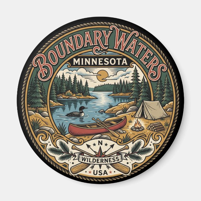 Aimant Zone de canotage sauvage Boundary Waters USA (Devant)