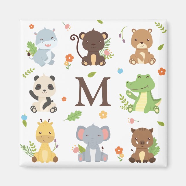 Aimant Zoo animal mignon Faune Enfants Initiale (Devant)