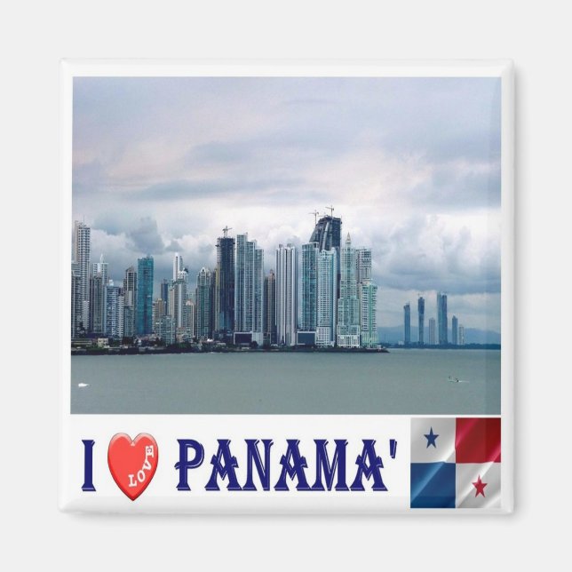 Aimant zPA001 PANAMA, I Love, Skyline, America, Réfrigéra (Devant)