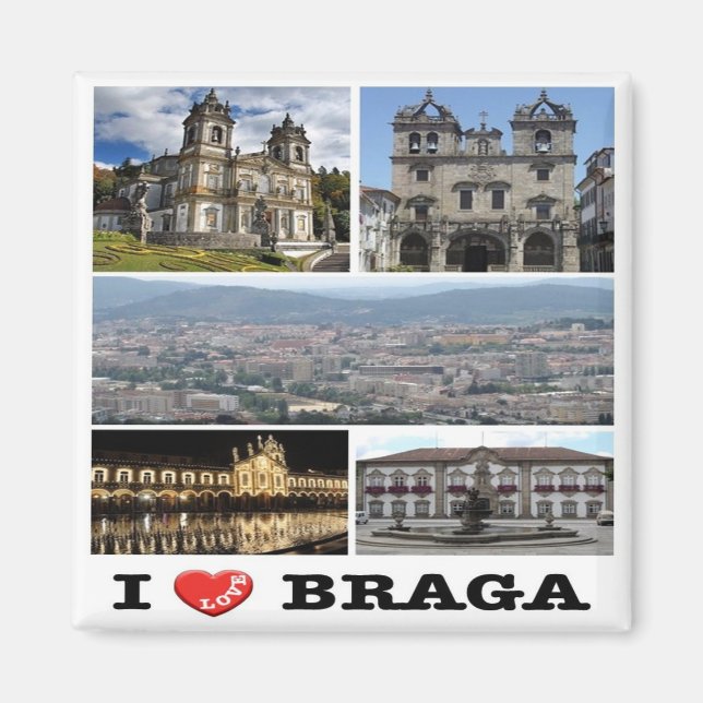 Aimant zPT023 BRAGA "I Love", Portugal, Europe, Fridge (Devant)