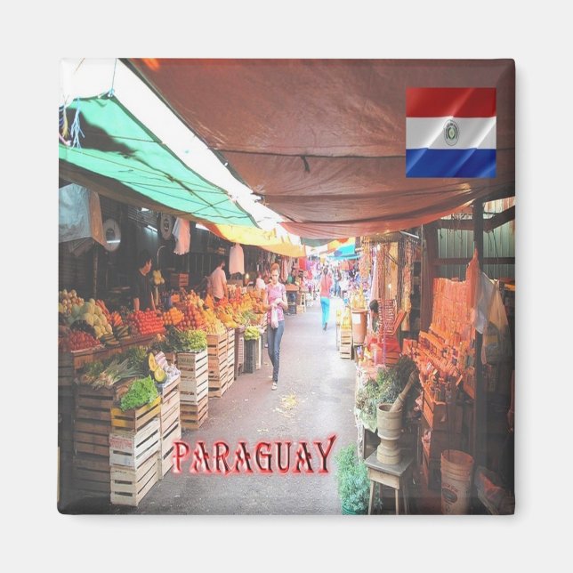 Aimant zPY005 PARAGUAY, Marché, Amérique, Frigo (Devant)