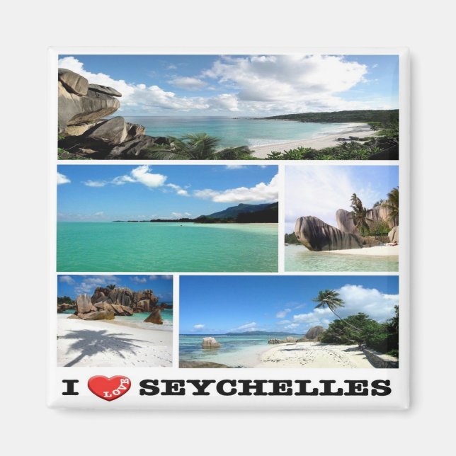 Aimant zSC013 SEYCHELLES I Love, Mosaic, Afrique, Réfrigé (Devant)