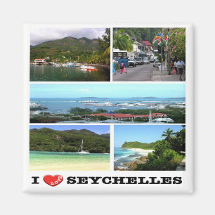 Aimant zSC023 SEYCHELLES I Love, Victoria, Mosaïque, Réfr
