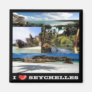 Aimant zSC024 SEYCHELLES, I Love, La Digue, Mosaïque, Réf