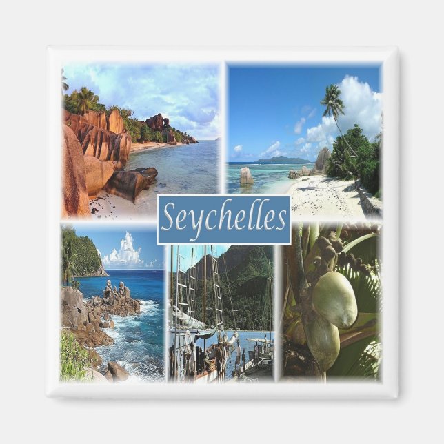 Aimant zSC026 SEYCHELLES, Mosaïque, Afrique, Réfrigérateu (Devant)