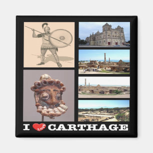 Aimant zTN016 CARTHAGE I Love, Mosaic, Tunisia, Fridge