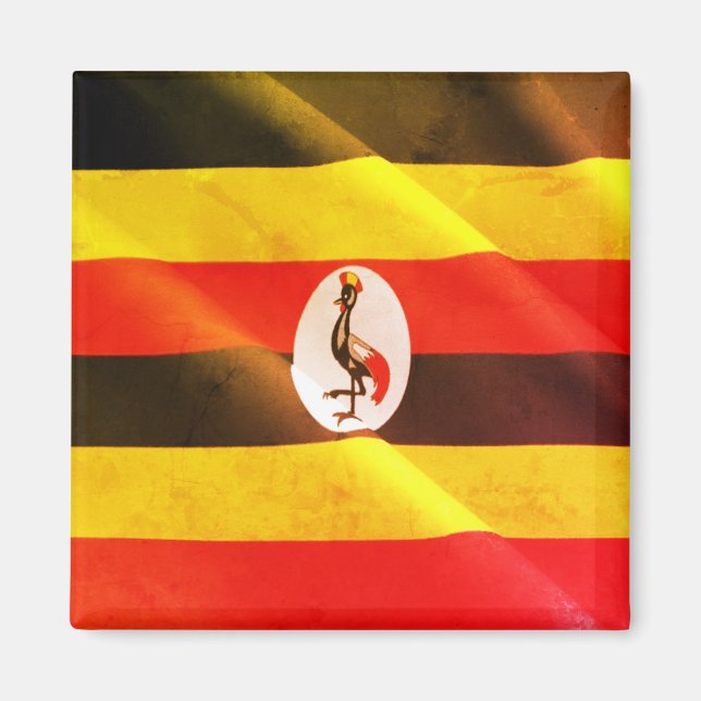 Aimant zUG002 OUGANDA, Drapeau de la vague. Afrique, réfr (Devant)