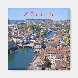 Aimant Zurich. Panorama de la tour de Grossmunster
