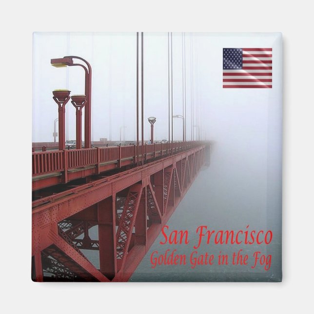 Aimant zUS070 SAN FRANCISCO, Golden Gate Bridge, réfrigér (Devant)