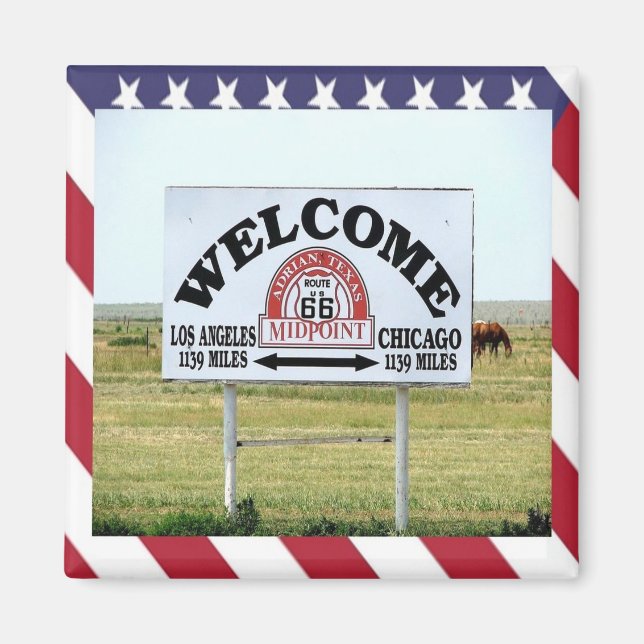 Aimant zUS092 ROUTE 66, Affiche de bienvenue, Amérique, R (Devant)