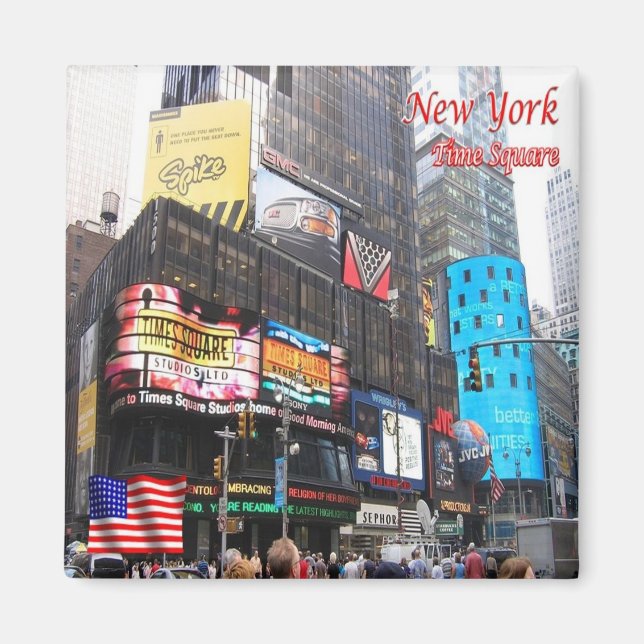 Aimant zUS095 NEW YORK, Carré de temps, Amérique, réfrigé (Devant)