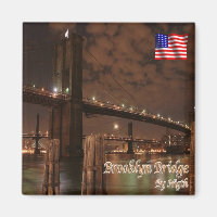 zUS113 PONT BROOKLYN par nuit, NYC, Réfrigérateur