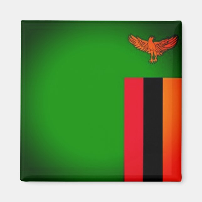 Aimant zZM001 ZAMBIA Drapeau, Afrique, Frigo (Devant)