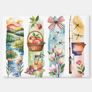 Aimants aquarelle Southern Charm Panier de pêche