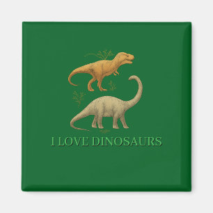 Aimants Carrés Verts - J'Aime les Dinosaures