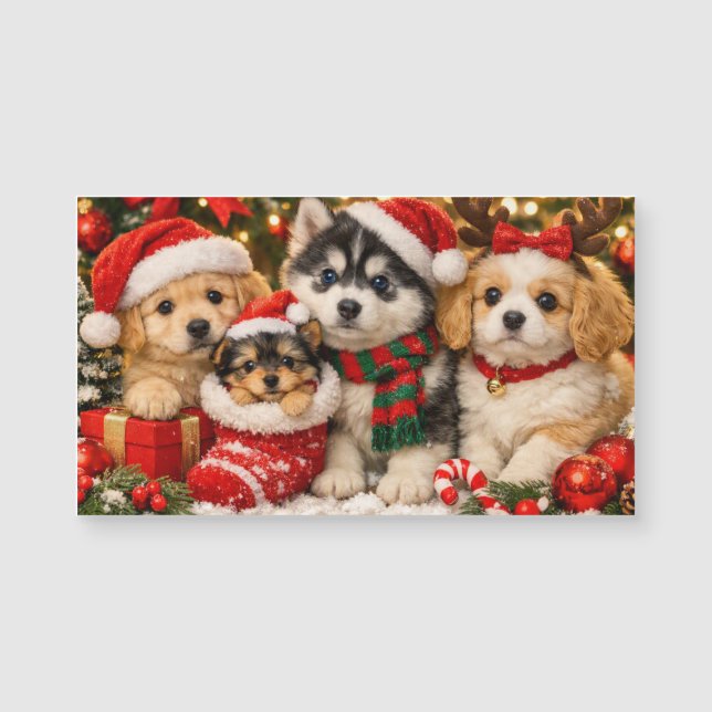 Aimants Chiots de Noël (Devant)