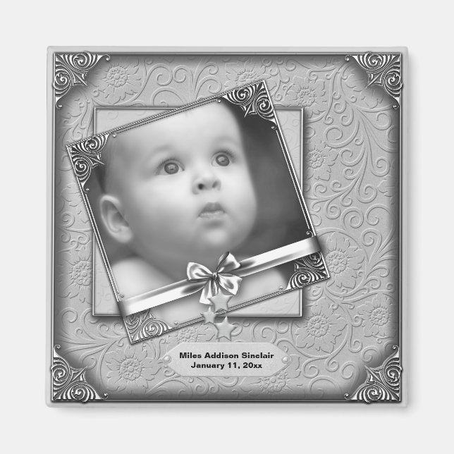 Aimants d'annonce de naissance avec photo de bébé (Devant)