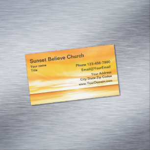 Aimants de carte de visite d'église au coucher du