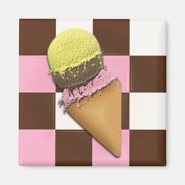 Aimants de cône de glace à la saveur napolitaine d (Devant)
