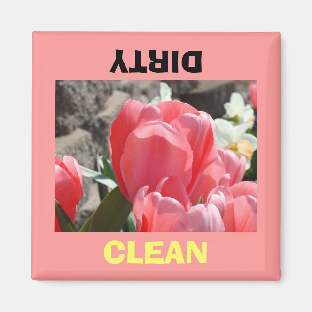 Aimants de lave-vaisselle Fleurs de Tulipes Roses  (Devant)