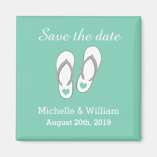 Aimants de mariage à save the date slipper de plag (Devant)