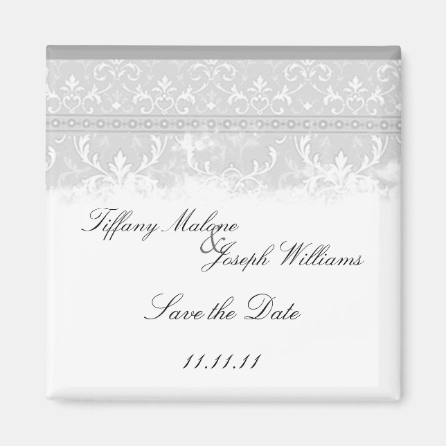 Aimants de mariage Élégance Grise (Devant)