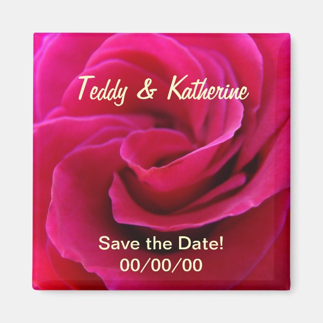 Aimants de mariage Fleurs Rose Rose Favors (Devant)