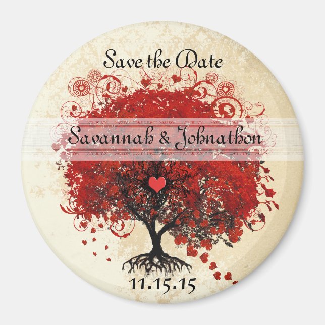 Aimants de sauvegarde de date en damas d'arbre de  (Devant)