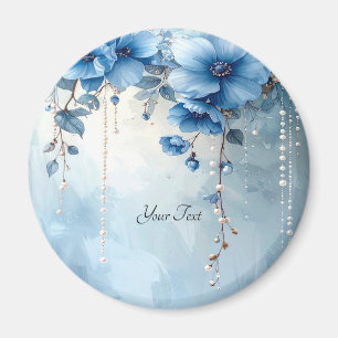 Aimants Fleurs Bleues et Perles
