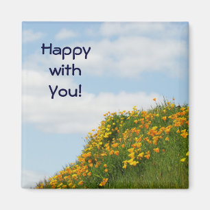 Aimants Heureux avec Vous ! Coquelicots Ciel Bleu