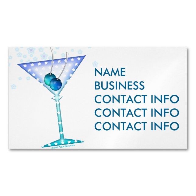 AIMANTS POUR CARTES DE VISITE - BLUE MARTINI (devant)