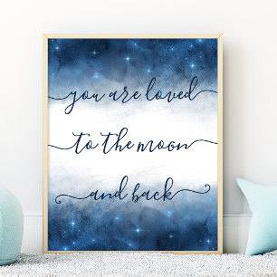 Aimé À La Lune Et À L'Arrière Galaxie Poster De Su