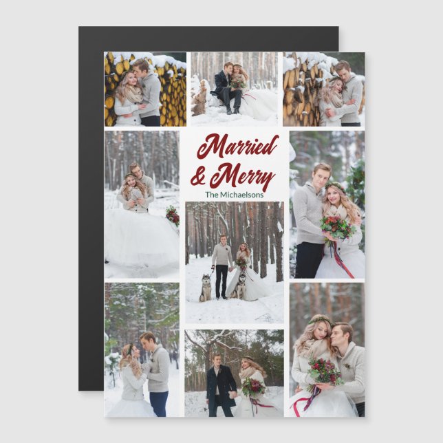 Aimé & Joyeux Noël Collage de Photos Aimant (Devant / Derrière)