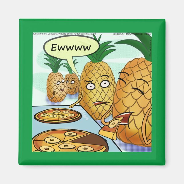 Aimé LTCartoons Magnet Pizza Ananas Bande Dessinée (Devant)