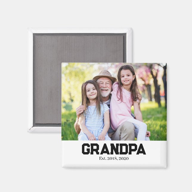 Aimé Papy Cadeau Photo Magnet (Recto/Verso)