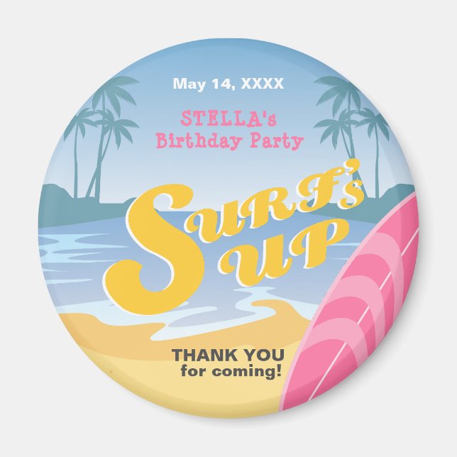 Aimée Fête d'anniversaire Surf Magnet (Devant)