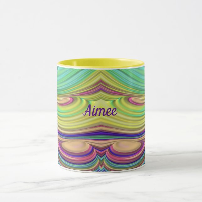 AIMEE ~ Zany 3D ~ Rose Indigo Vert Jaune Mug (Centre)